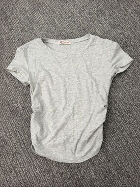 Women's Heather Gray Rouched Short Sleeve Tee